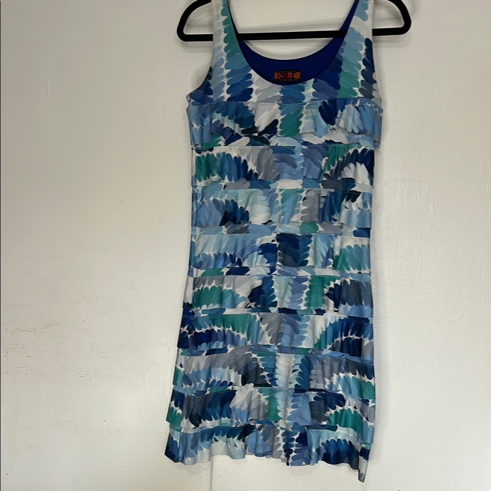Isle Blue and Green Sleeveless Scoop Neck Sundress size extra small